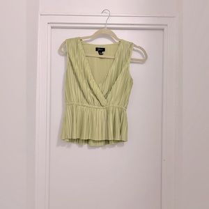 Lime Green Pleated Peplum Top